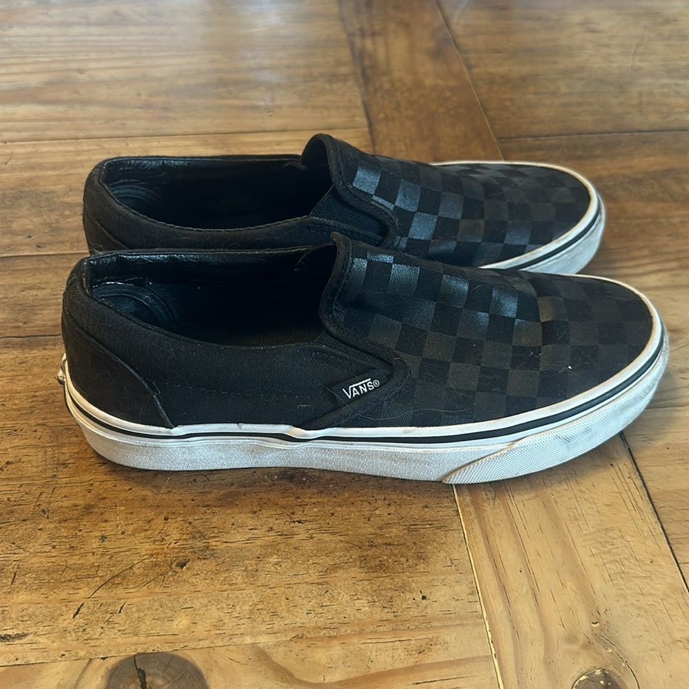 VANS Slip On Gray Black Checkerboard Racing Flag